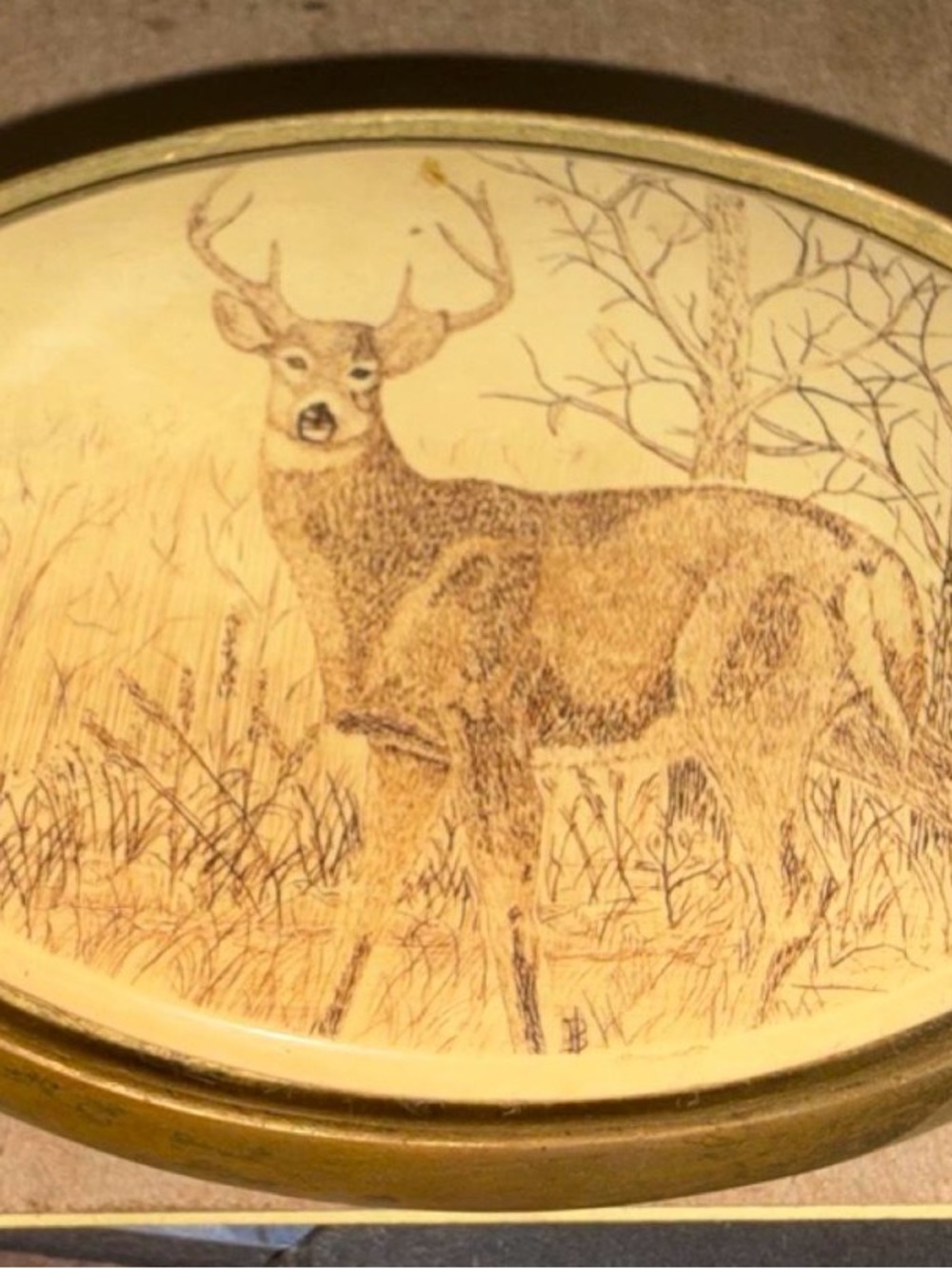 Classic sketched deer belt buckle solid Brass - Men’s Accessory